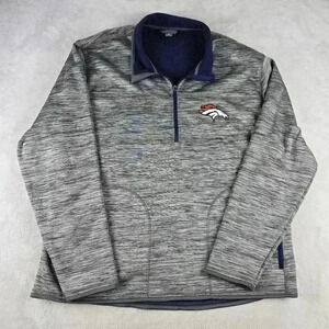 NFL Denver Broncos 1/4 Zip Pullover Sweater Gray Sz XXL